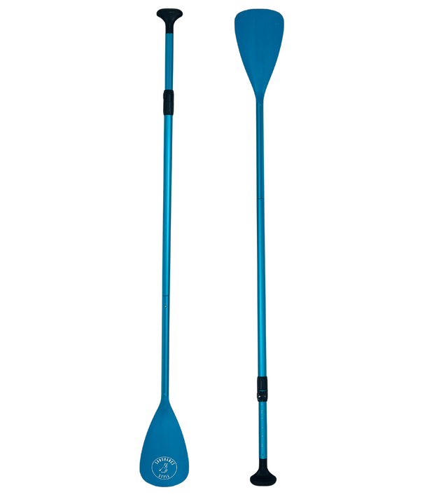 Blue lightweight three piece aluminium paddle