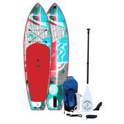 11 ft cruiser extra stable  red and blue patterned isup paddleboard package 