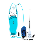 Ultimate turquoise Allround 10'6'' inflatable isup paddleboard package with fibreglass paddle