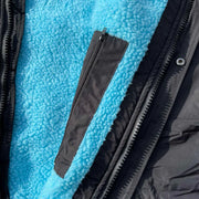 sandbanks style luxury changing robe black blue towel lining