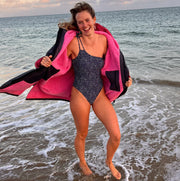 luxury towel waterproof changing robe grey pink