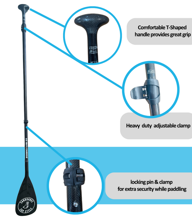 Sandbanks Style Three Piece Carbon Paddle