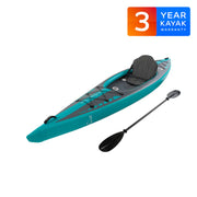 Sandbanks Style full dropstitch inflatable kayak in grey and turquoise