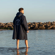 luxury towel waterproof changing robe navy grey Sandbanks Beach
