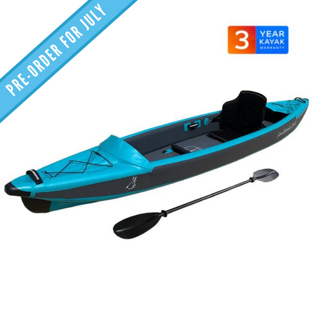 Sandbanks Style one person fulldropstitch inflatable kayak with three year warranty