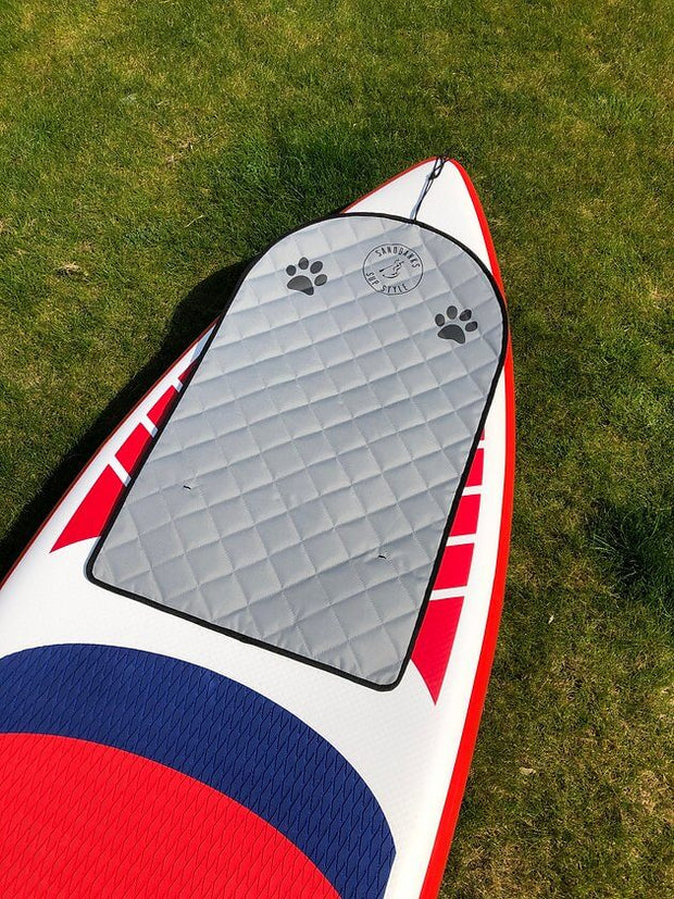 Sandbanks Style dog mat on iSUP paddle board