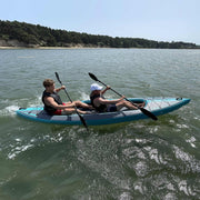 Sandbanks Style two person dropstitch inflatable kayak in Poole harbour