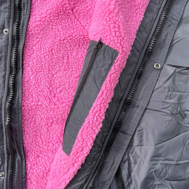 luxury towel waterproof changing robe grey pink inner pocket