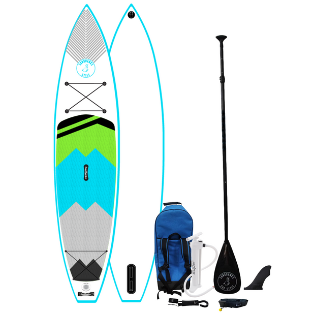 12'6'' touring inflatable isup paddleboard package with carbon paddle