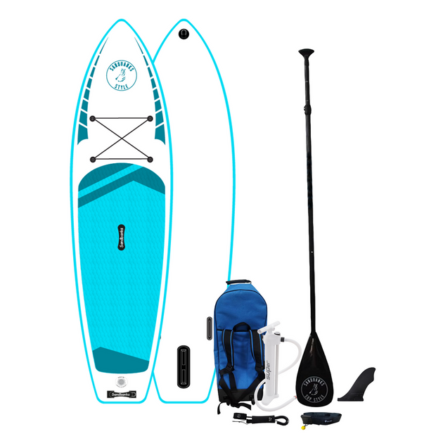 Ultimate turquoise Allround 10'6'' inflatable isup paddleboard  package with carbon paddle